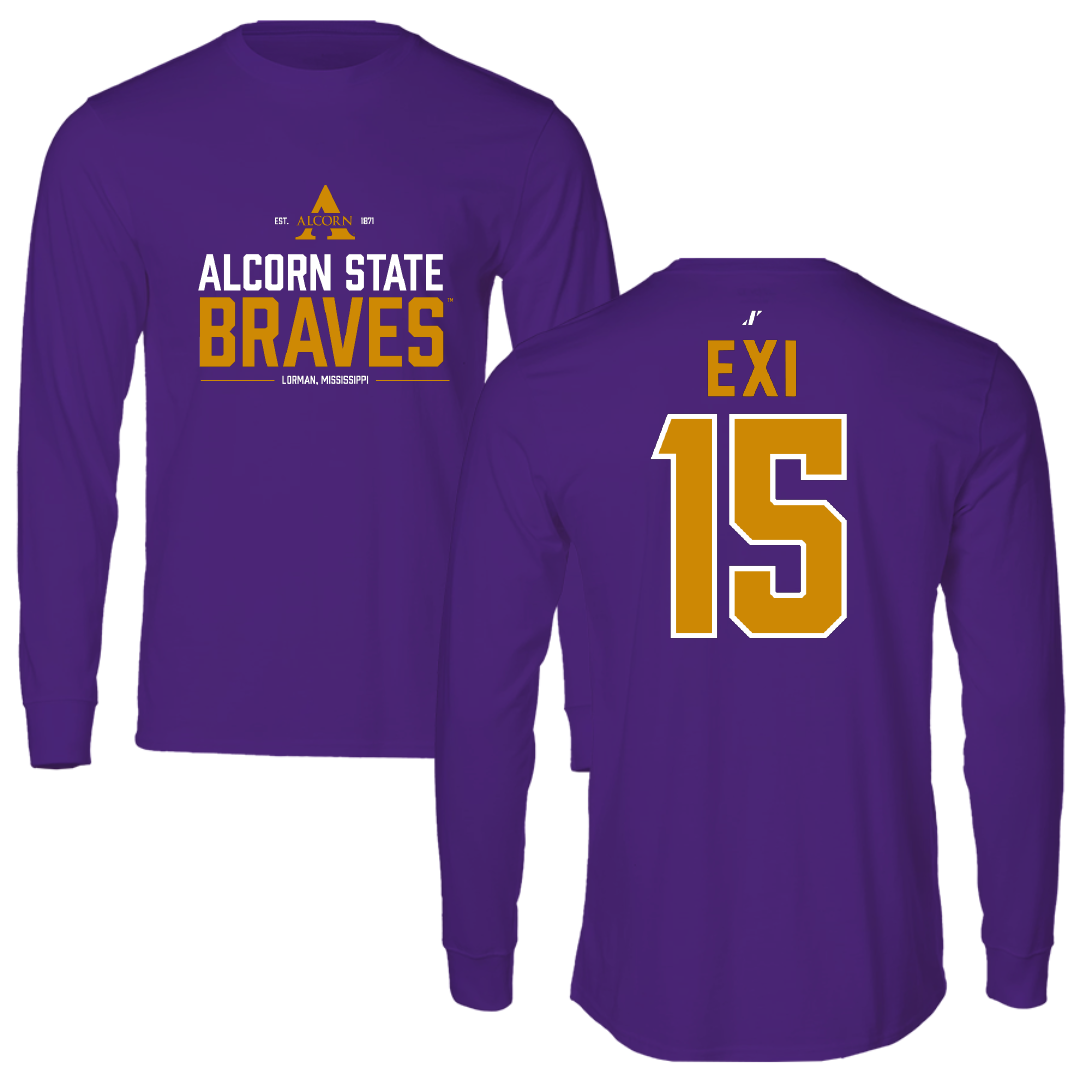 Alcorn State University Baseball Purple General Long Sleeve - #15 Guershon Exi