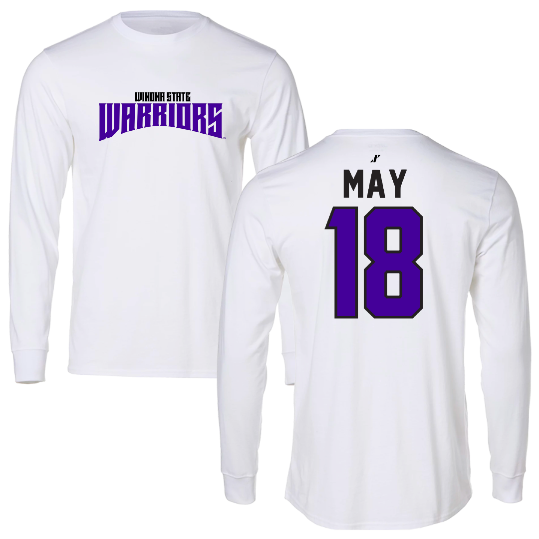 Winona State University Softball White Classic Long Sleeve - #18 Zoe May