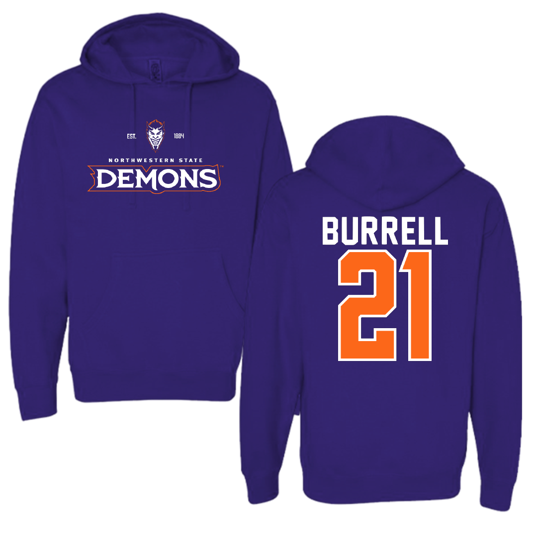 Northwestern State University Football Purple General Hoodie - #21 Kolbe Burrell