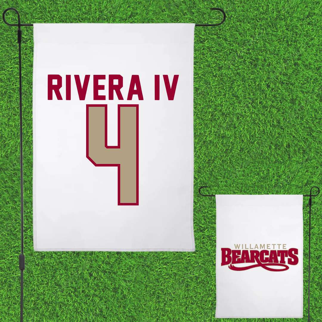 Willamette University Football White Garden Flag - #4 Alex Rivera IV