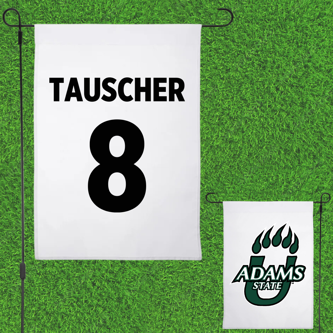 Adams State University Baseball White Garden Flag - #8 Ayden Tauscher