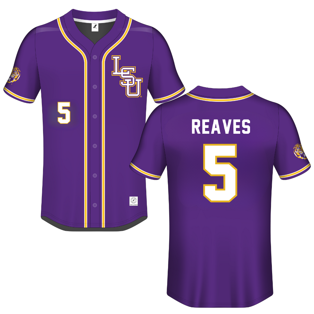 Louisiana State University Purple Button-Down Jersey - #5 Tanner Reaves