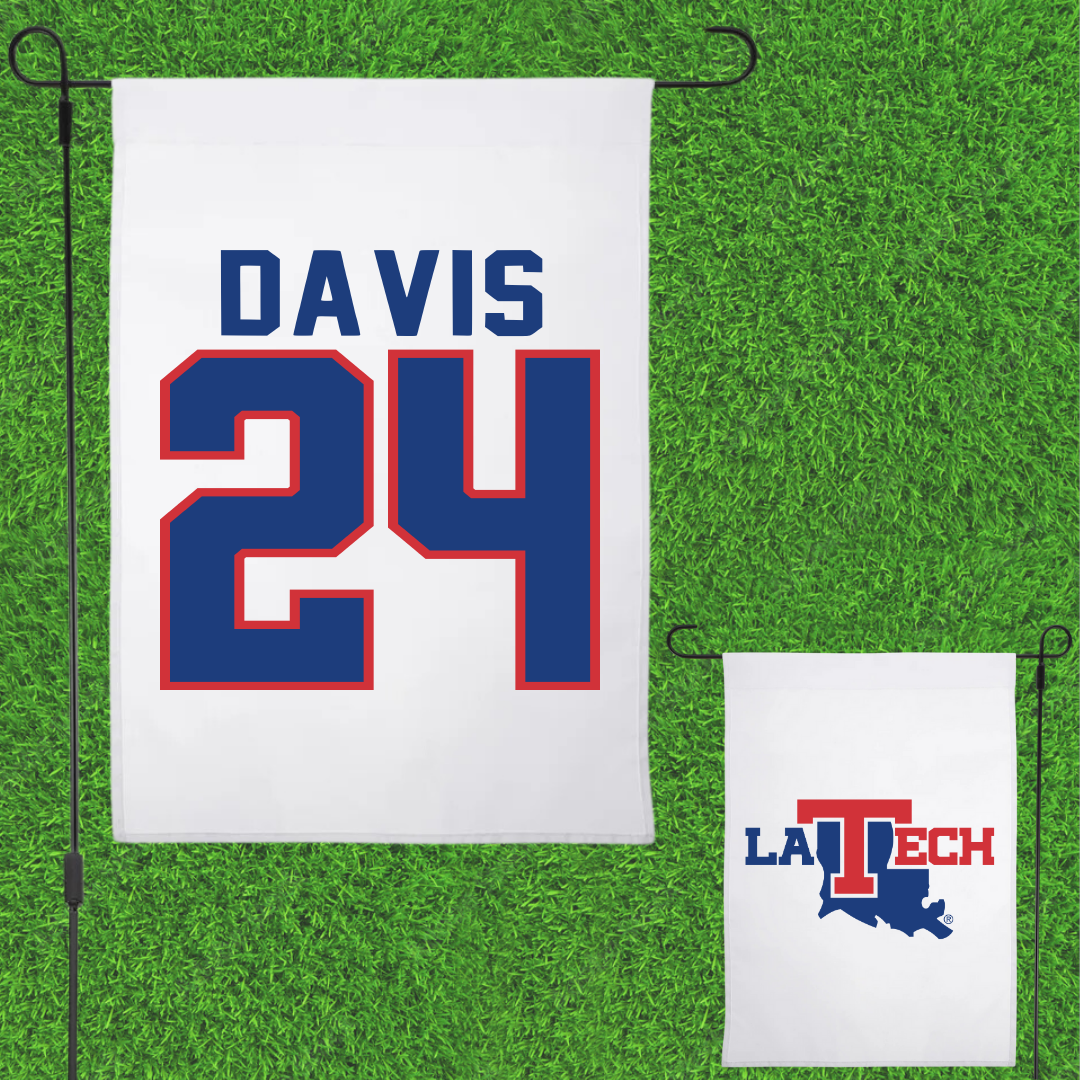 Louisiana Tech University Baseball White Garden Flag - #24 Dalton Davis