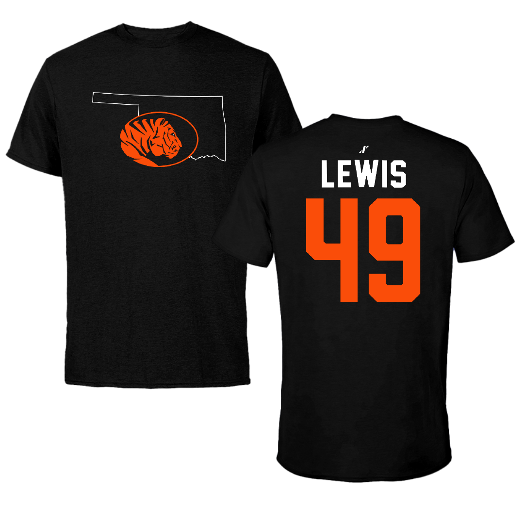 East Central University Football Black State Tee - #49 Amajah Lewis