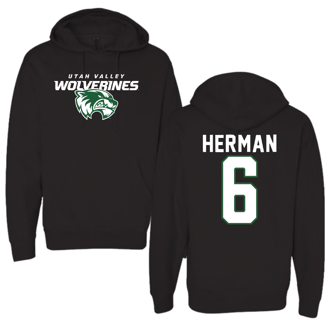 Utah Valley University Baseball Black Hoodie - #6 Carston Herman