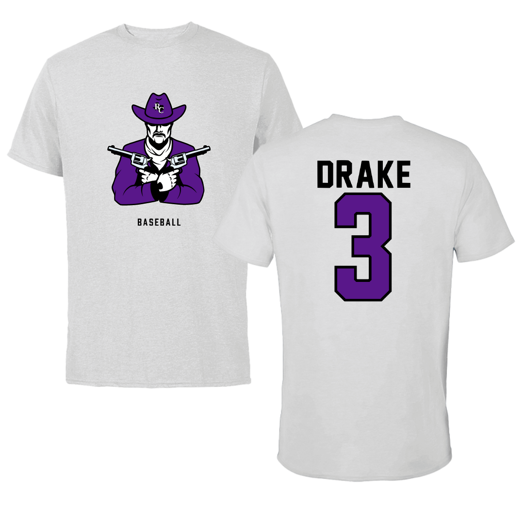 Ranger College Baseball Light Gray Tee - #3 Larry Drake