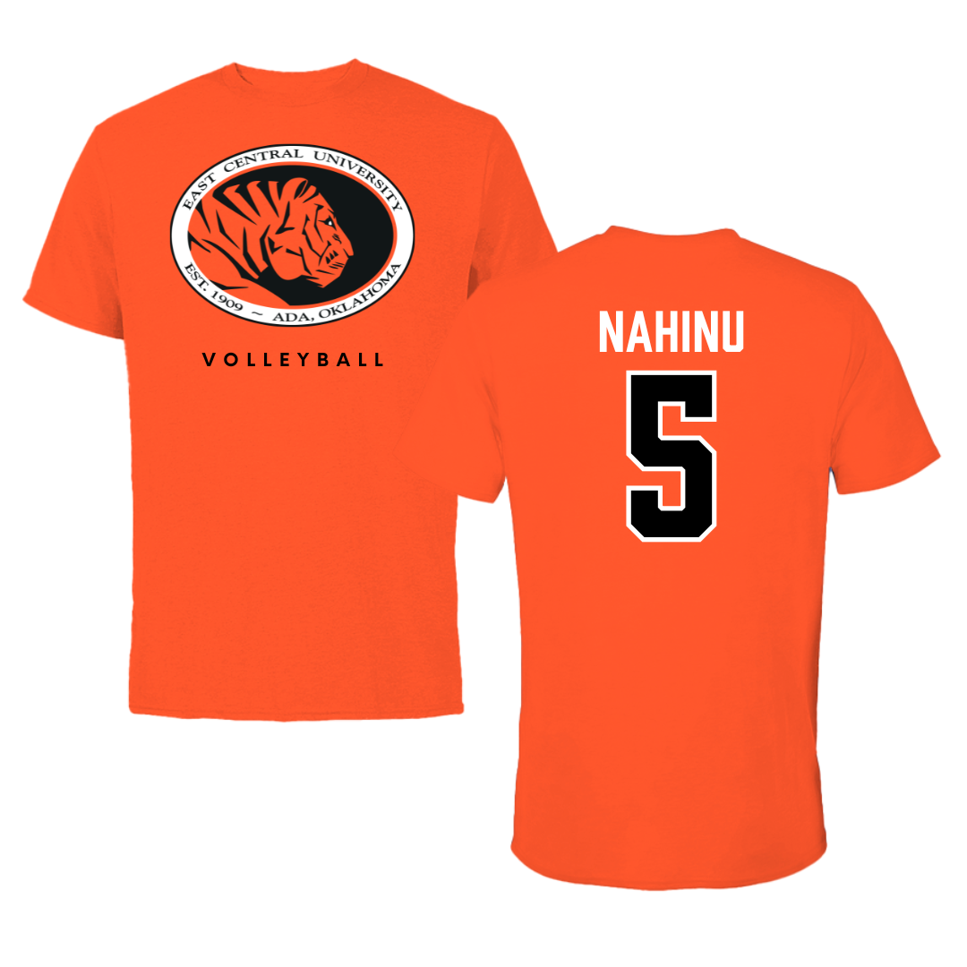 East Central University Volleyball True Orange Performance Tee - #5 Angel Nahinu