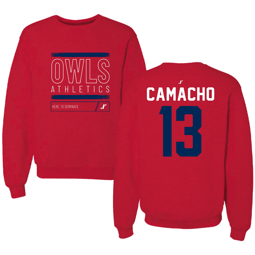 Florida Atlantic University Softball Red Dominate Crewneck - #13 Sophia Camacho