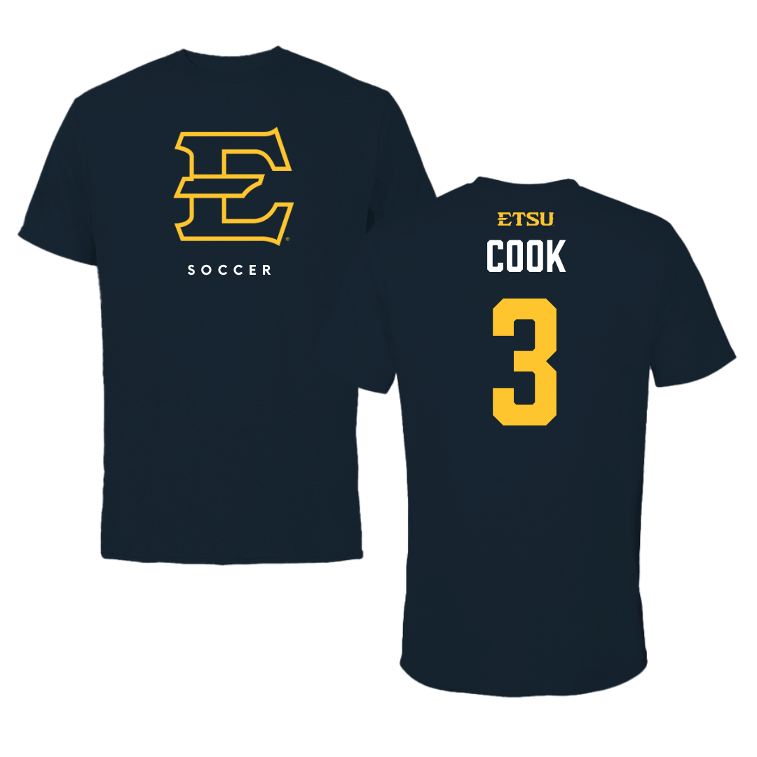 East Tennessee State University Soccer Navy Performance Tee - #3 Lindsey Cook
