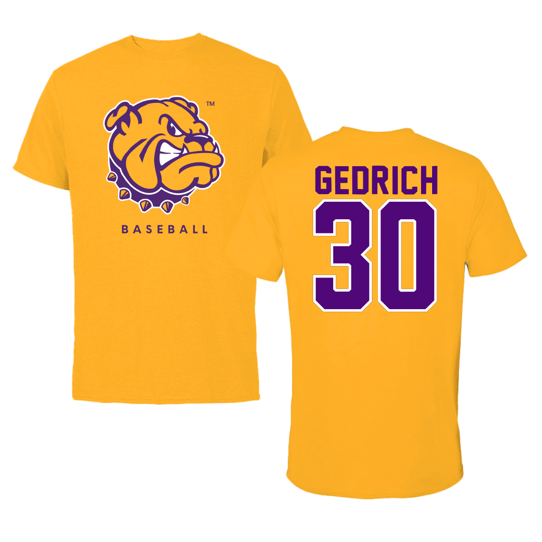 Western Illinois University Baseball Gold Performance Tee - #30 Blake Gedrich