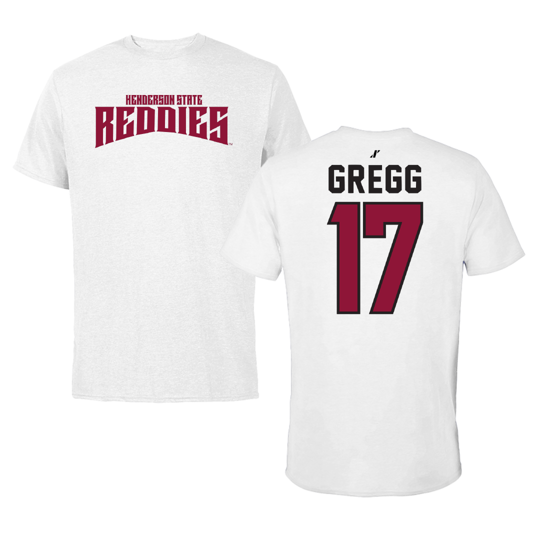 Henderson State University Baseball White Classic Performance Tee - #17 Jaxson Gregg