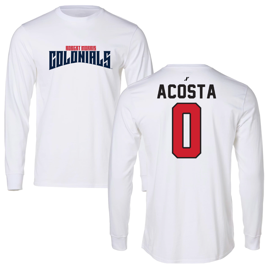 Robert Morris University Soccer White Classic Performance Long Sleeve - #0 Giancarlo Acosta
