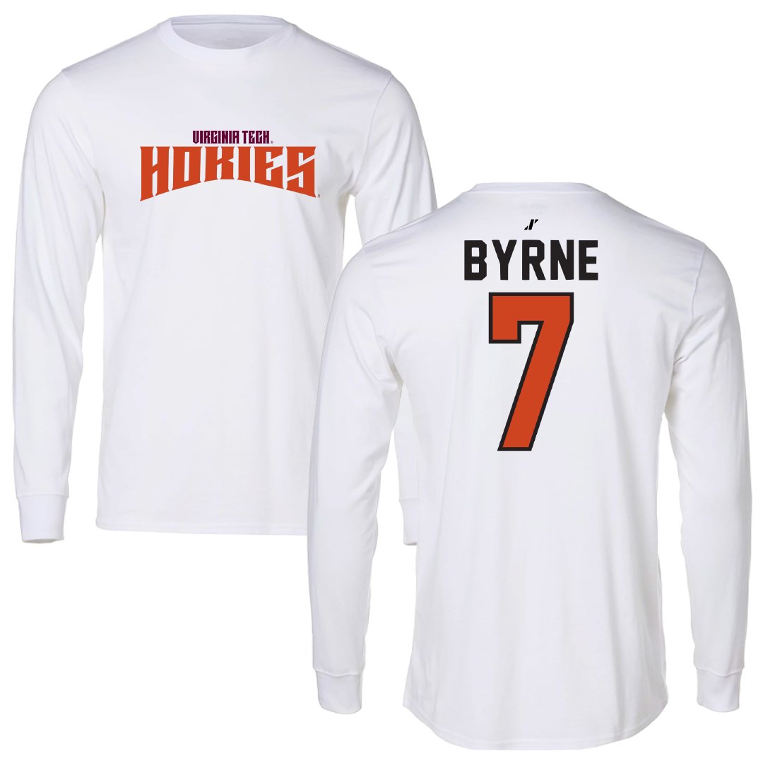 Virginia Tech Lacrosse White Classic Long Sleeve - #7 Keelin Byrne