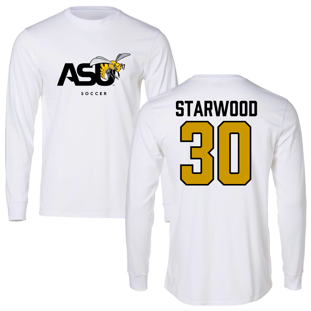 Alabama State University Soccer White Performance Long Sleeve - #30 Lauryn Starwood