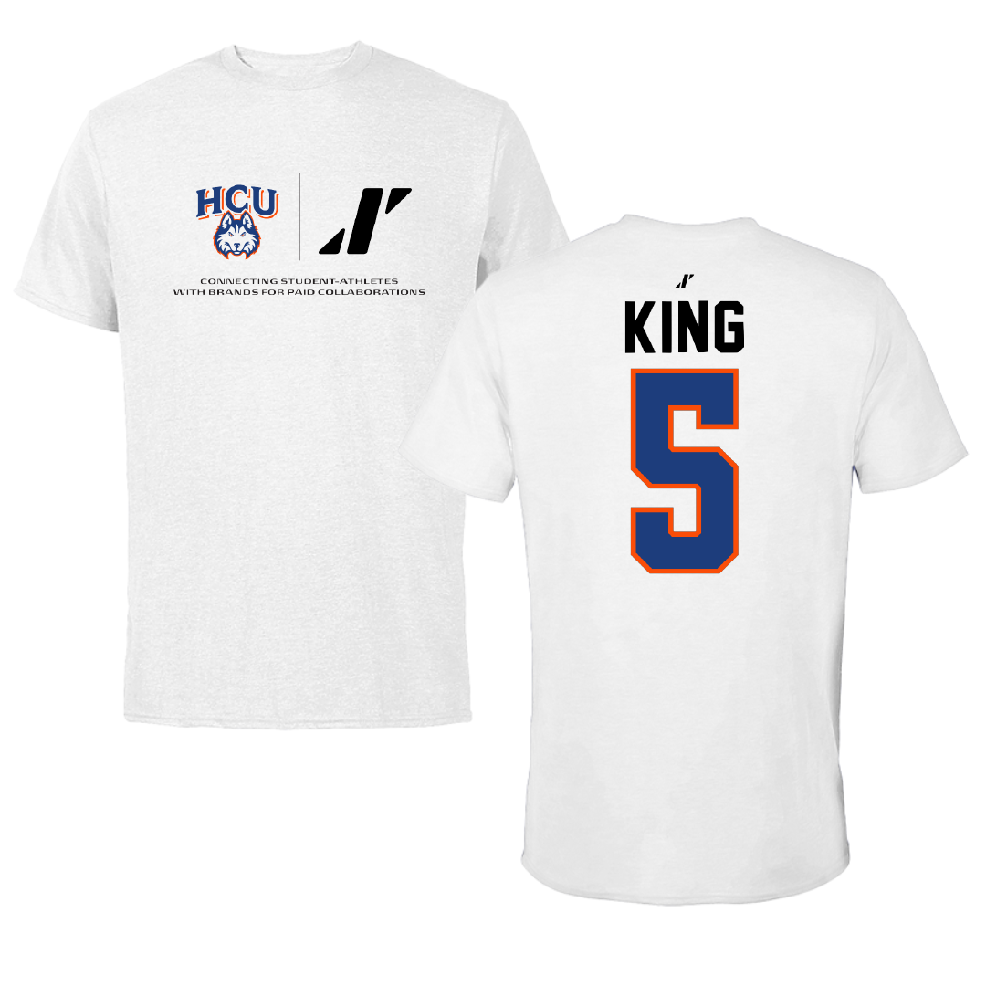Houston Christian University Football White Rally Performance Tee - #5 Caleb King