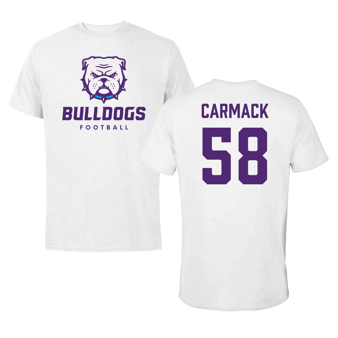 Truman State University Football White Tee - #58 Jacob Carmack