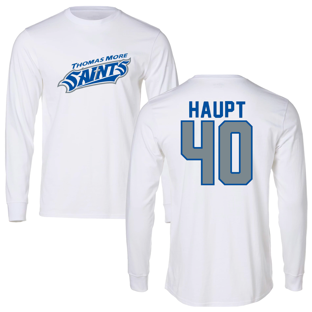 Thomas More University Baseball White Long Sleeve - #40 Wyatt Haupt