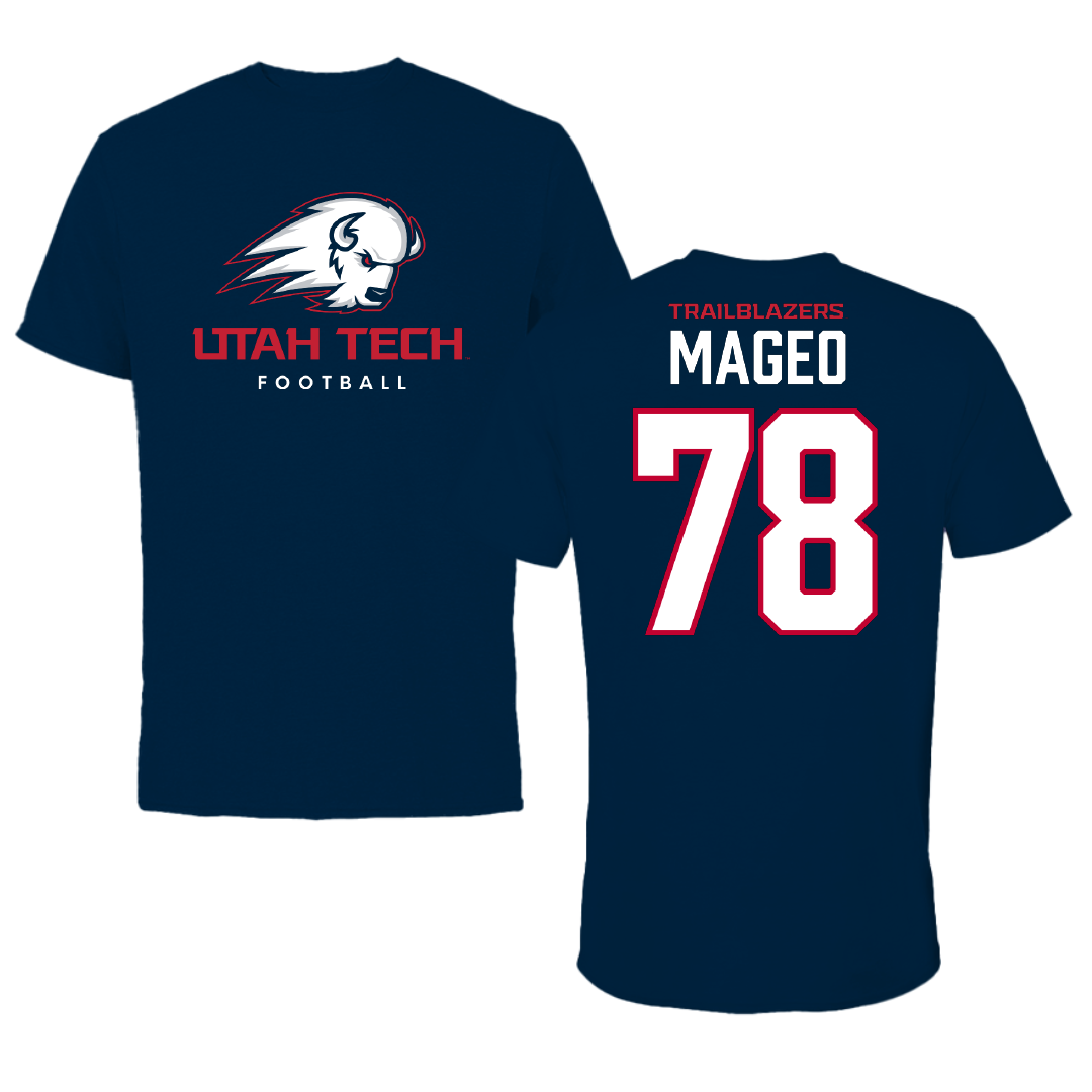 Utah Tech University Football Navy Tee - #78 Rambo Mageo