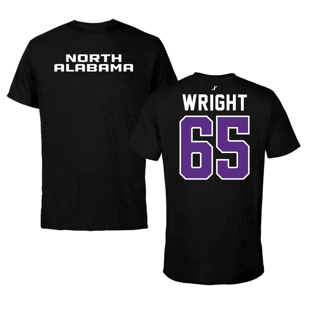 University of North Alabama Football Black Performance Tee - #65 Collin Wright