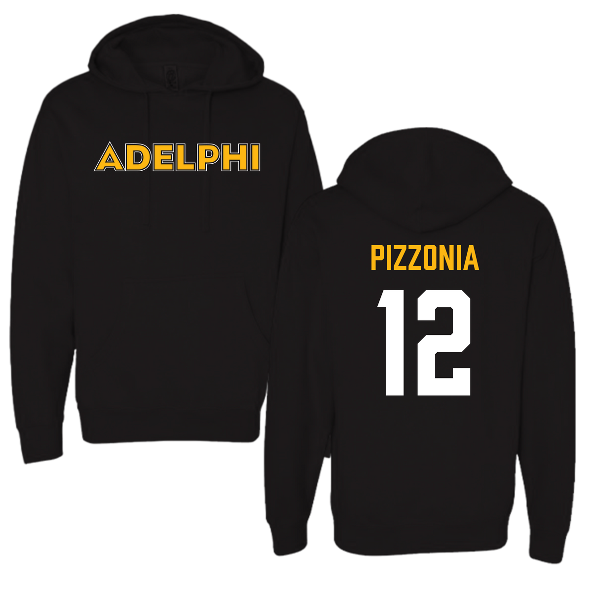 Adelphi University Baseball Black Hoodie - #12 Greyson Pizzonia
