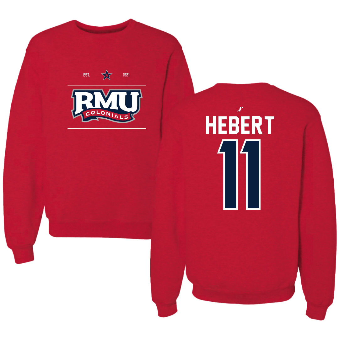 Robert Morris University Ice Hockey Red General Crewneck - #11 Cameron Hebert