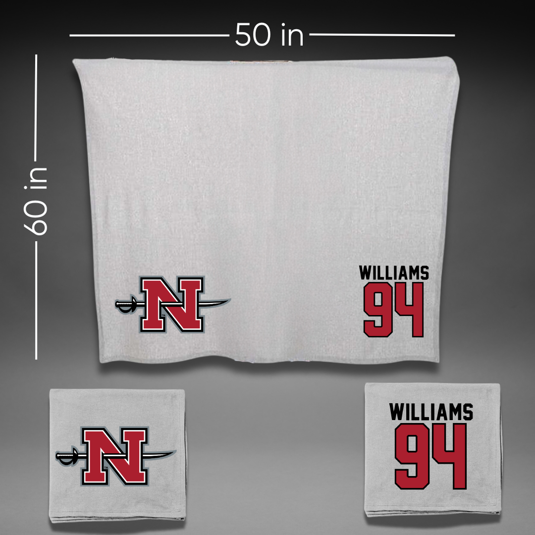 Nicholls State University Football Gray Blanket - #94 Nick Williams
