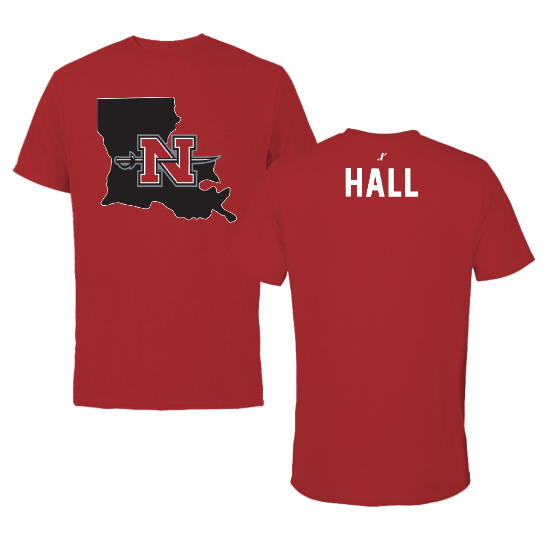 Nicholls State University Cheer Canvas Red State Tee - Katelyn Hall
