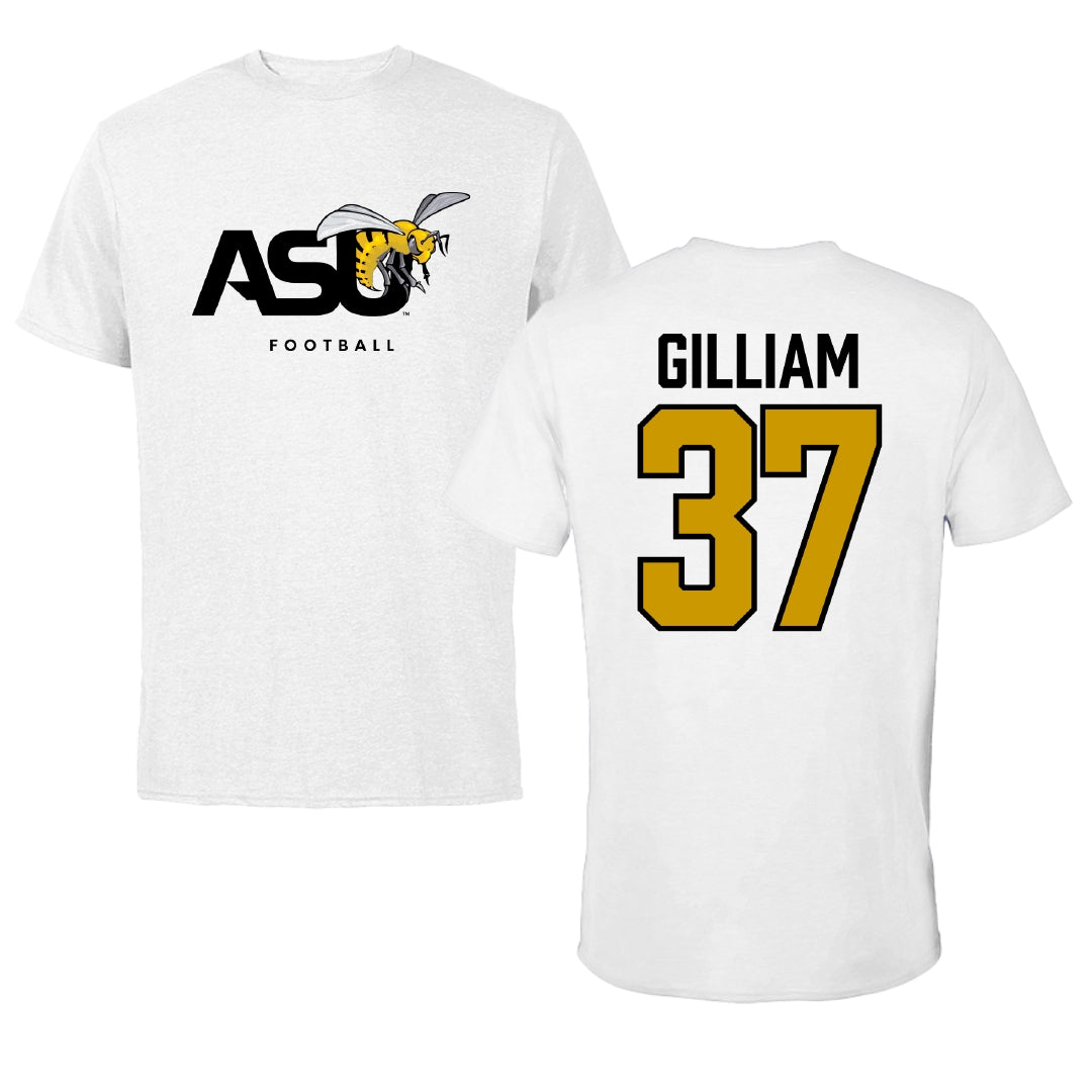 Alabama State University Football White ASU Tee - #37 Brandon Gilliam
