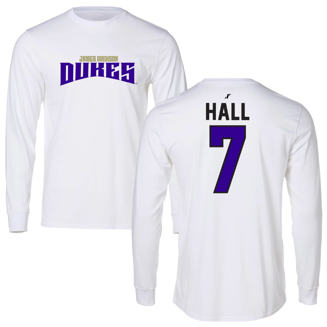 James Madison University Softball White Classic Long Sleeve - #7 Jasmine Hall