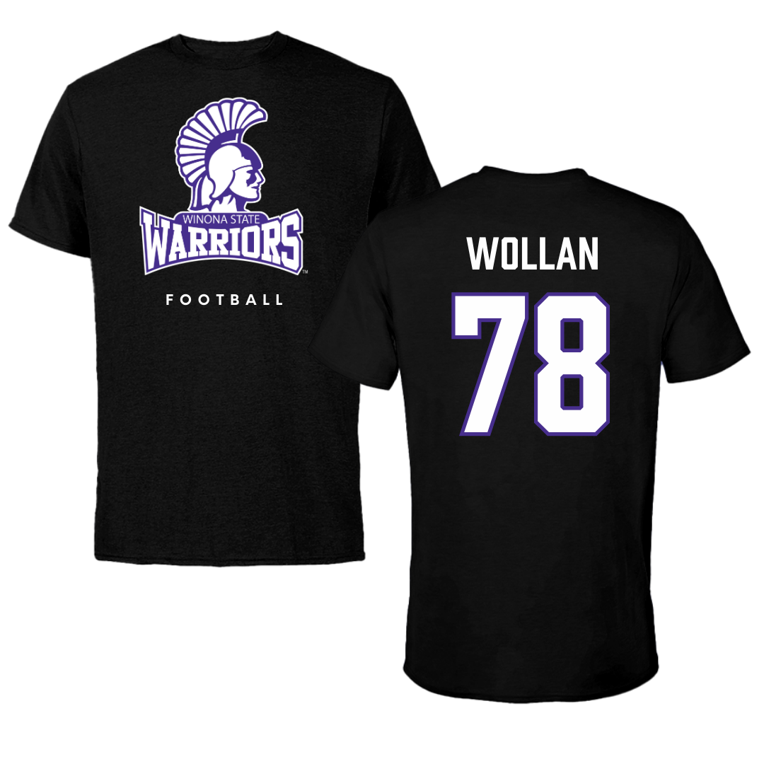 Winona State University Football Black Tee - #78 Garit Wollan