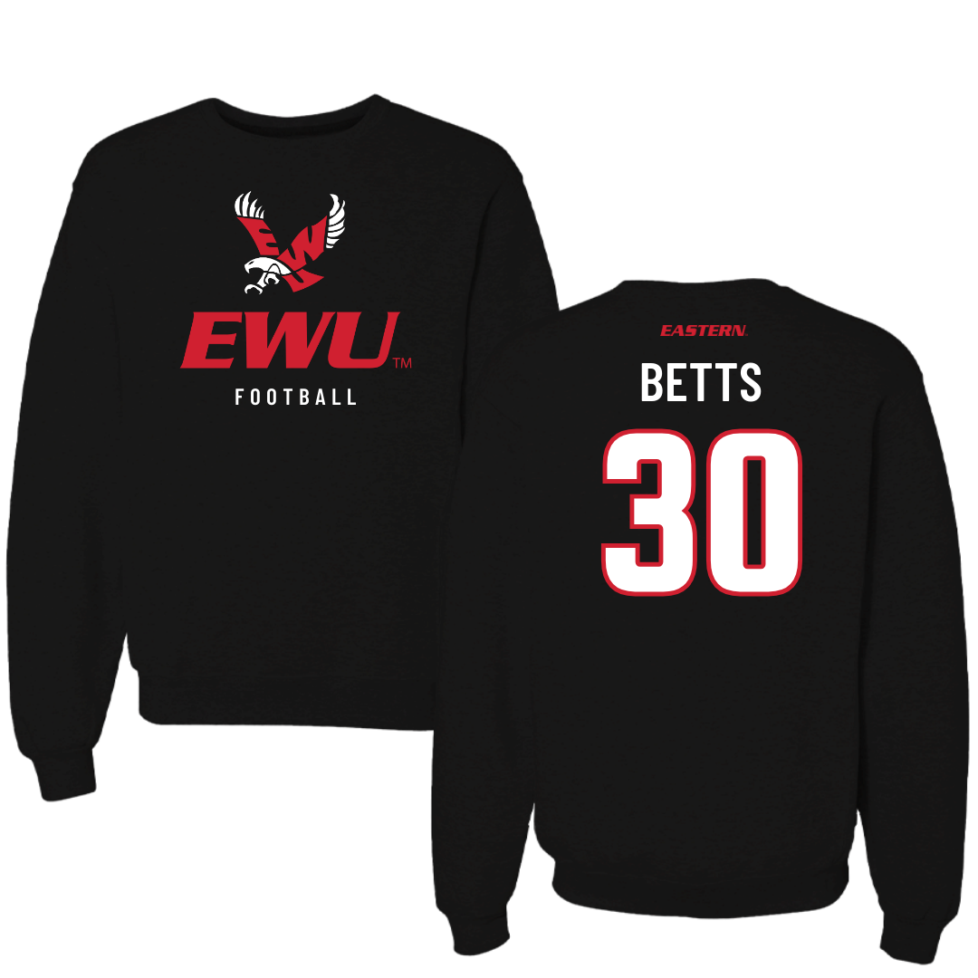 Eastern Washington University Football Black EWU Crewneck - #30 Talon Betts