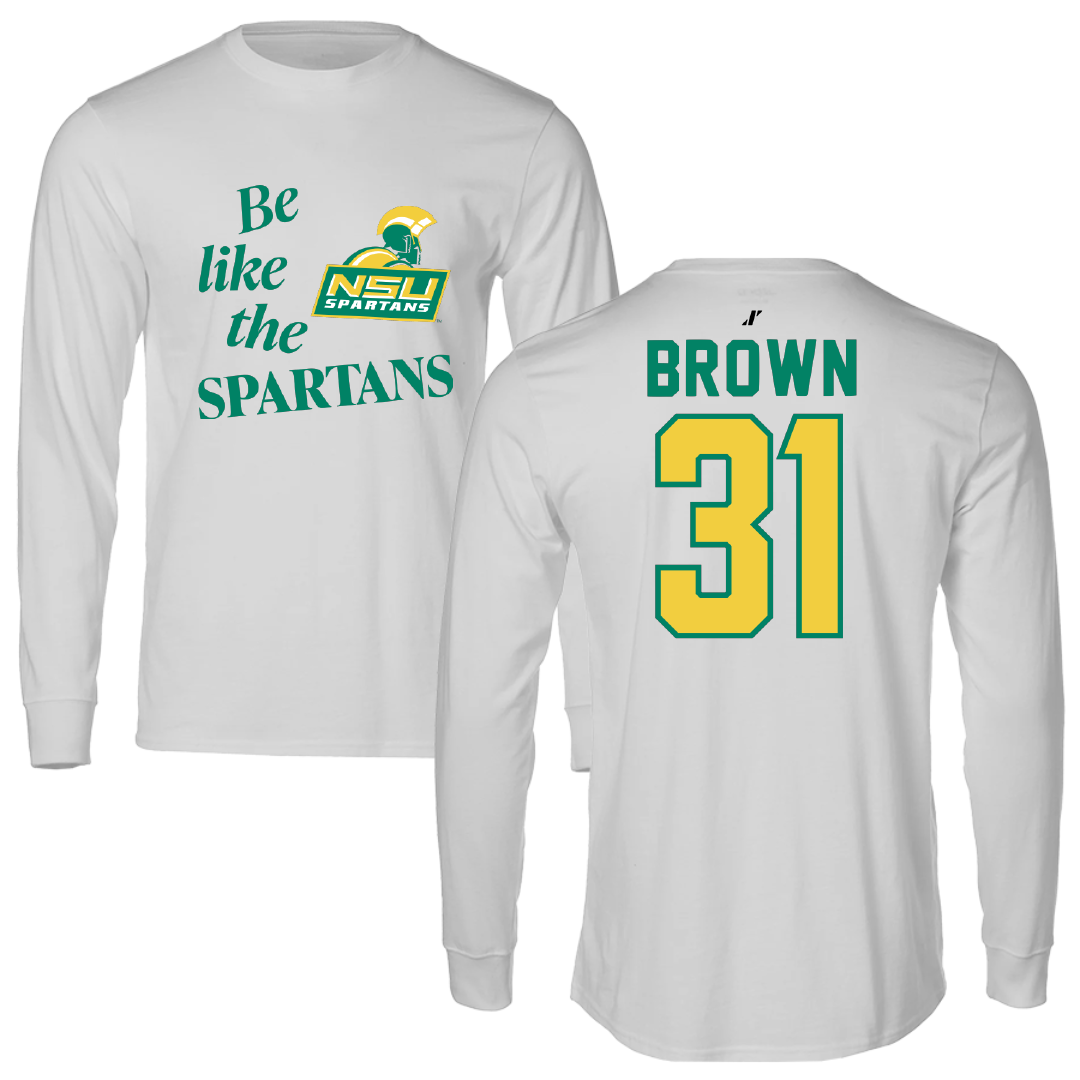 Norfolk State University Basketball Light Gray Be Like Us Performance Long Sleeve - #31 Cahiem Brown