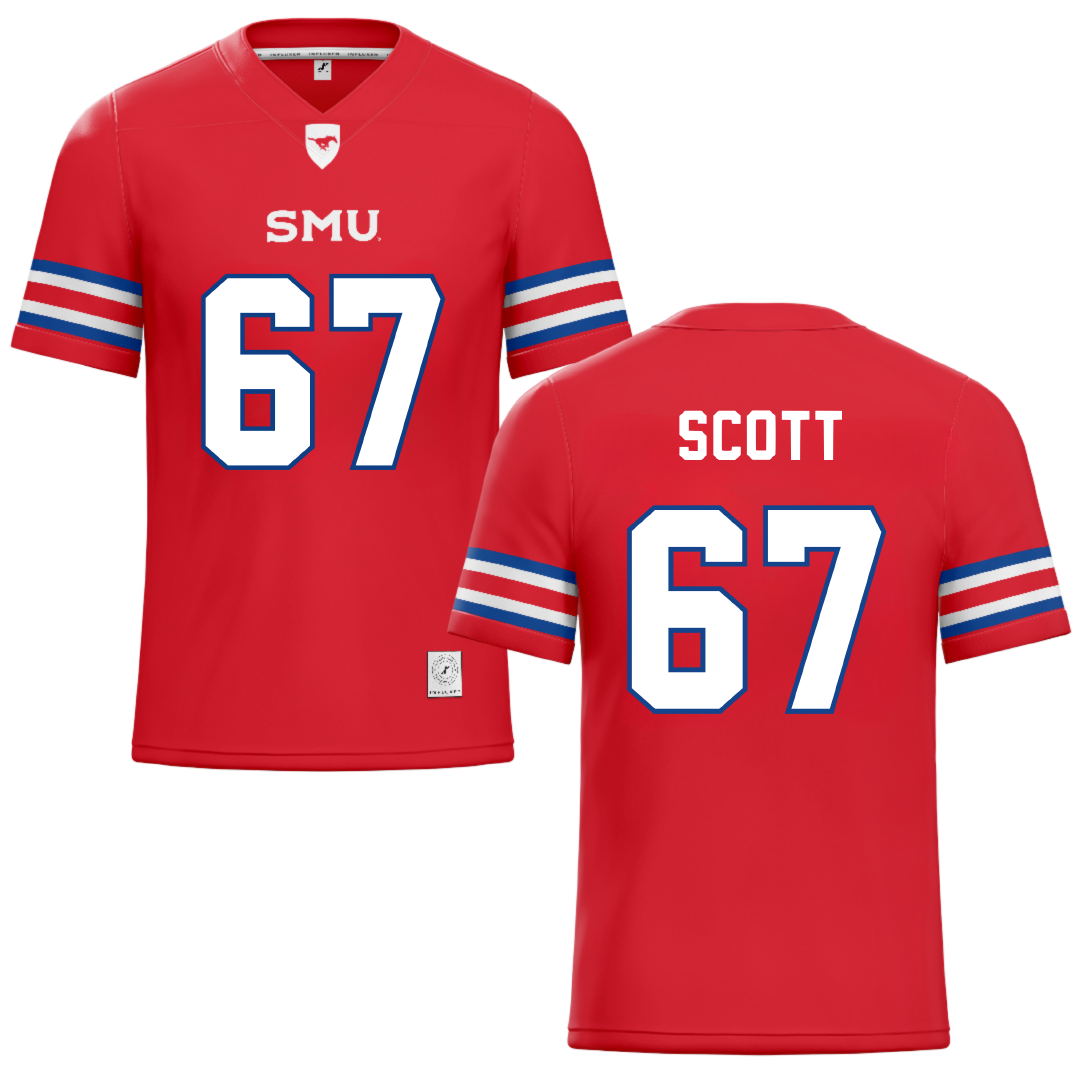 Southern Methodist University Red Football Jersey - #67 Sean Scott