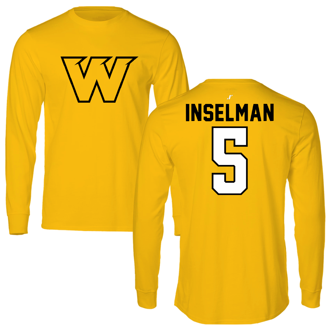 Wayne State College (Nebraska) Basketball Gold Long Sleeve - #5 Evan Inselman