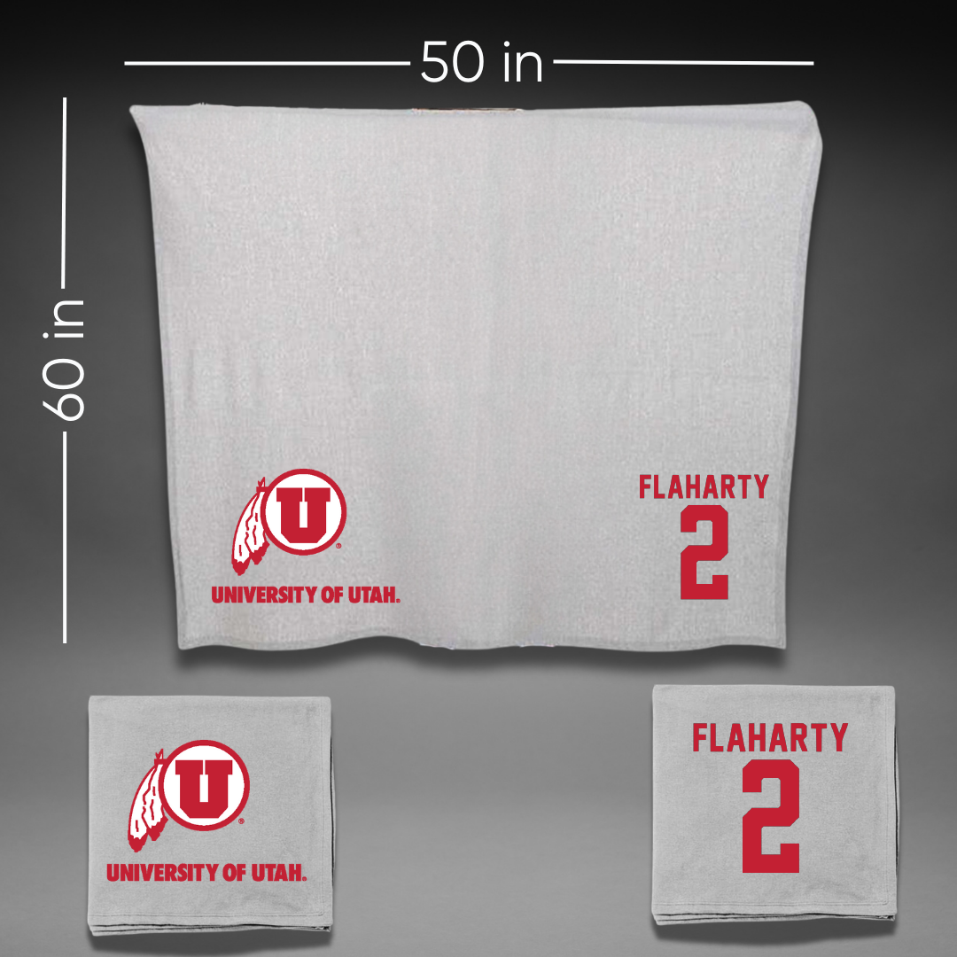 University of Utah Baseball Gray Blanket - #2 Matt Flaharty