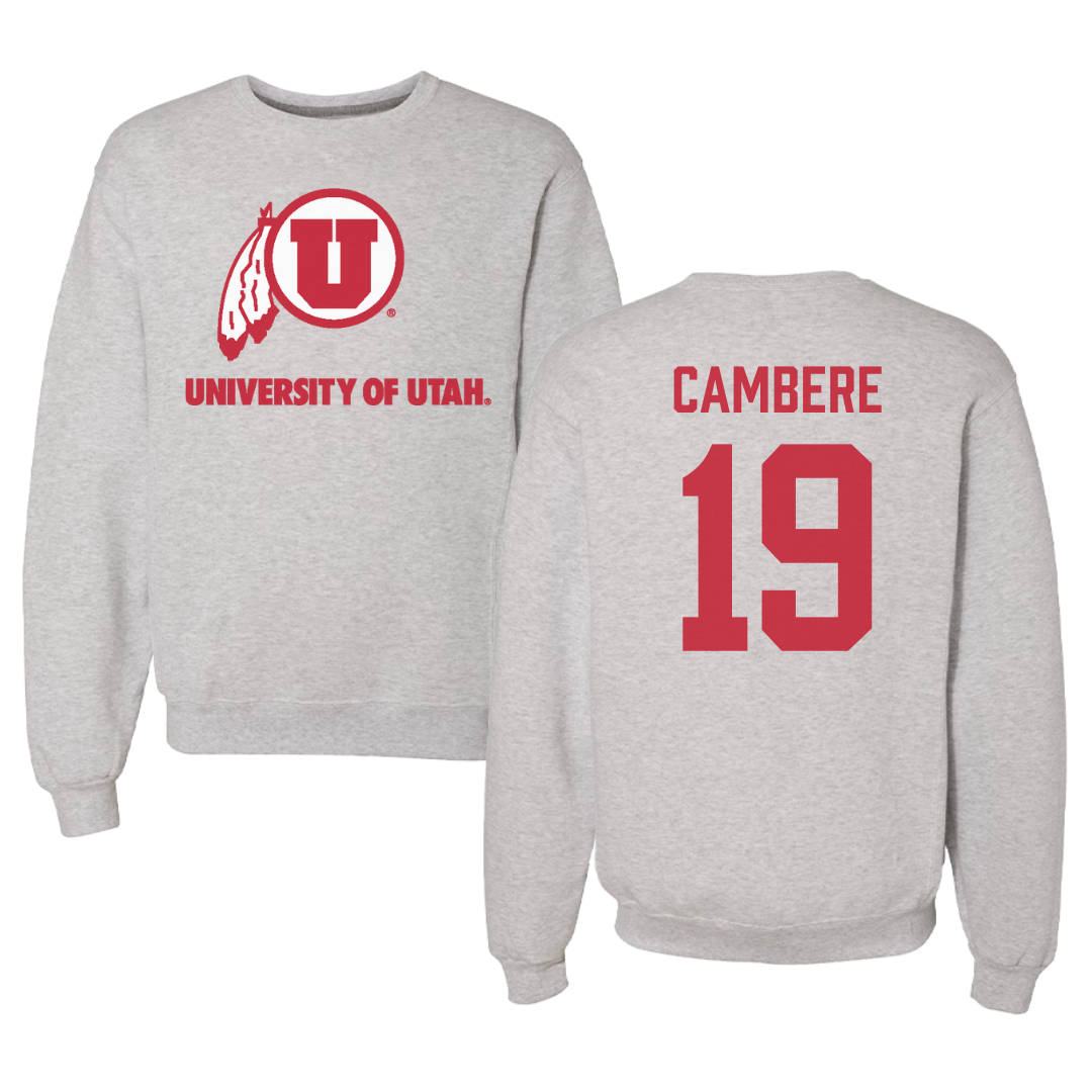 University of Utah Lacrosse Gray Crewneck - #19 Sammy Cambere