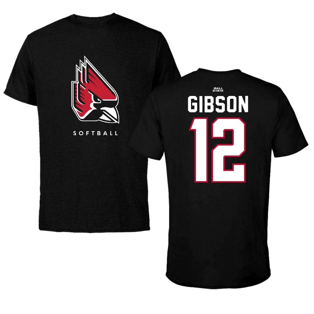 Ball State University Softball Black Tee - #12 Kaitlyn Gibson
