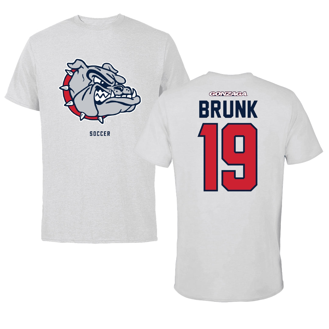 Gonzaga University Soccer Light Gray Tee - #19 Hudson Brunk