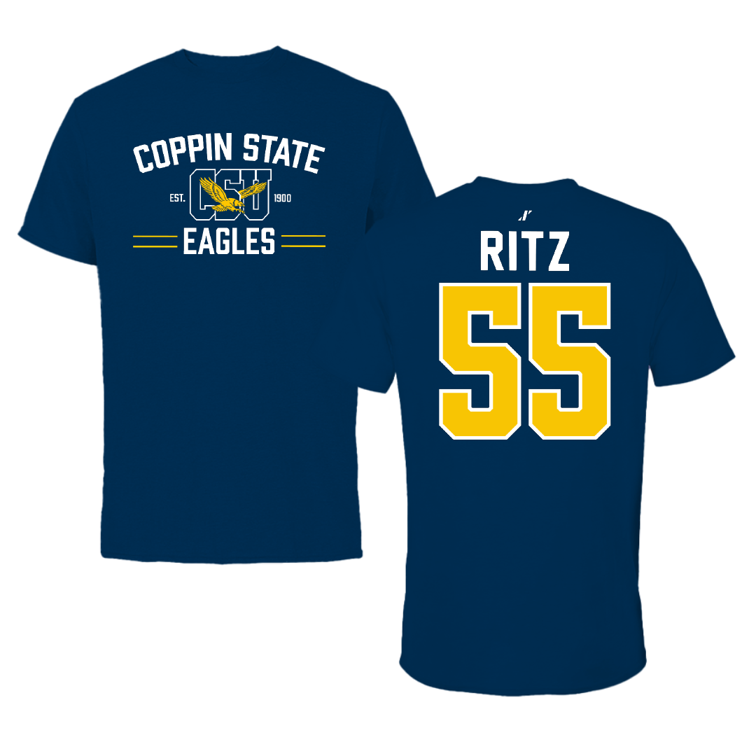 Coppin State University Baseball Navy General Tee - #55 Justin Ritz