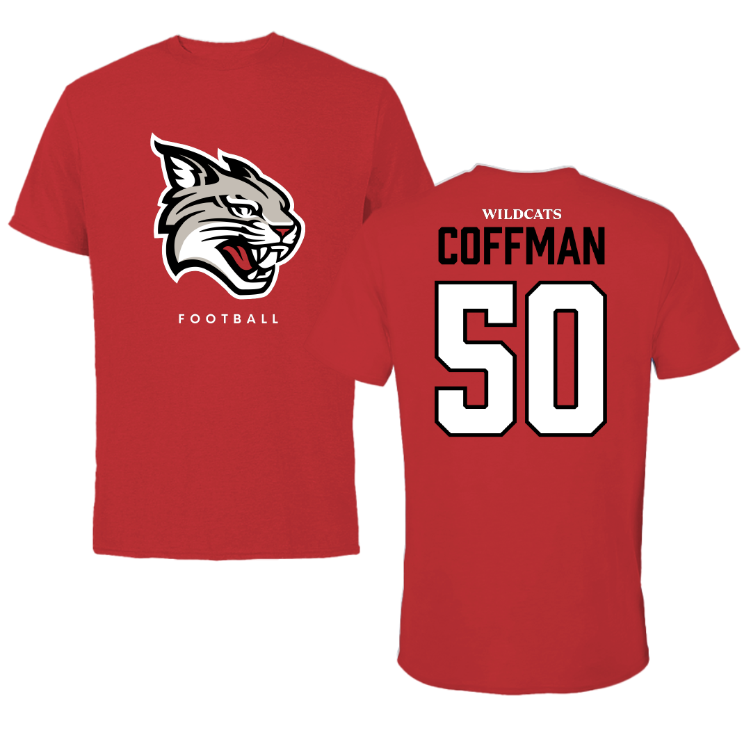 Davidson College Football Red Tee - #50 Carson Coffman