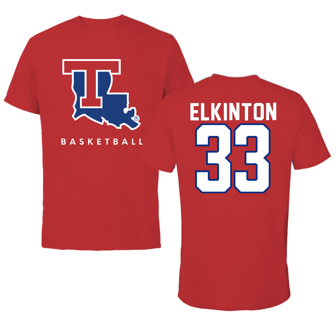 Louisiana Tech University Basketball Red Performance Tee - #33 Sean Elkinton
