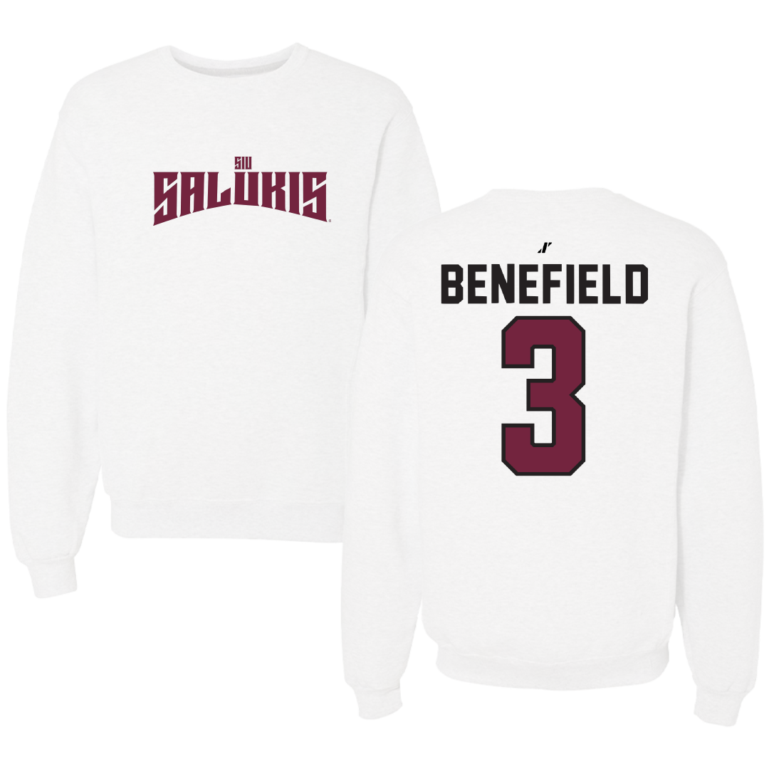 Southern Illinois University at Carbondale Football White Classic Crewneck - #3 Jaelin Benefield