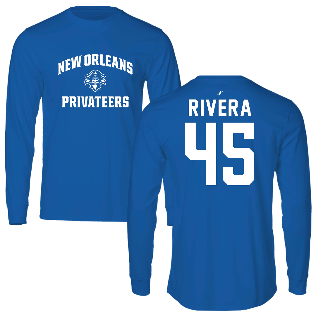 University of New Orleans Baseball Blue General Performance Long Sleeve - #45 Xavier Rivera