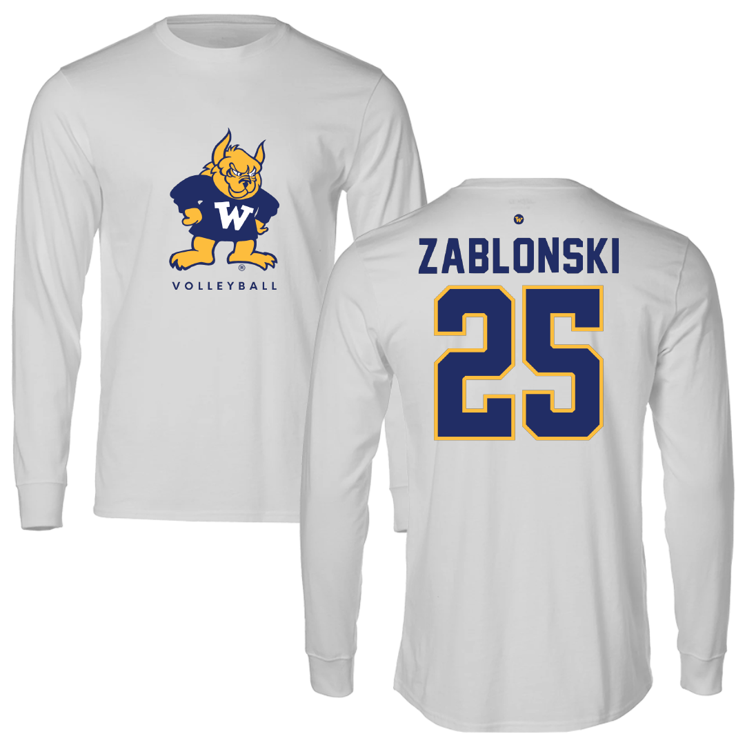 Webster University Volleyball Light Gray Performance Long Sleeve - #25 Megan Zablonski
