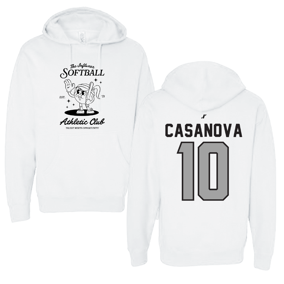 Softball White Influxer Athletic Club Hoodie - #10 Emilee Casanova