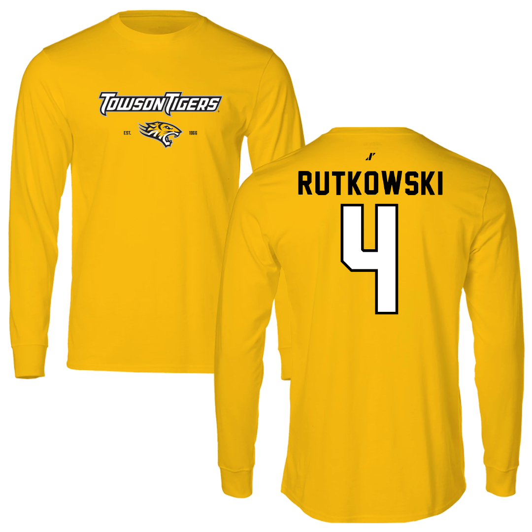 Towson University Football Gold General Performance Long Sleeve - #4 Evan Rutkowski