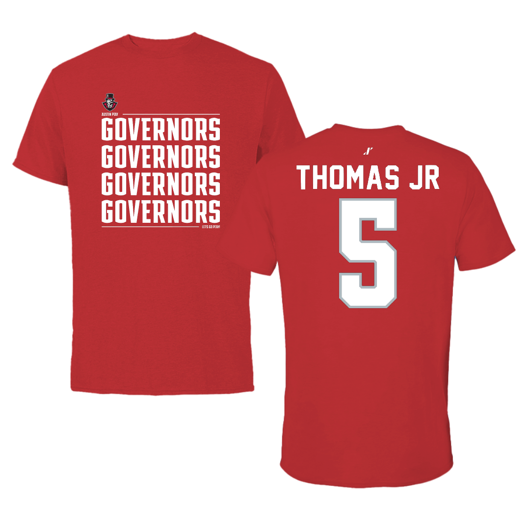 Austin Peay State University Football Red General Performance Tee - #5 Rashaud Thomas Jr