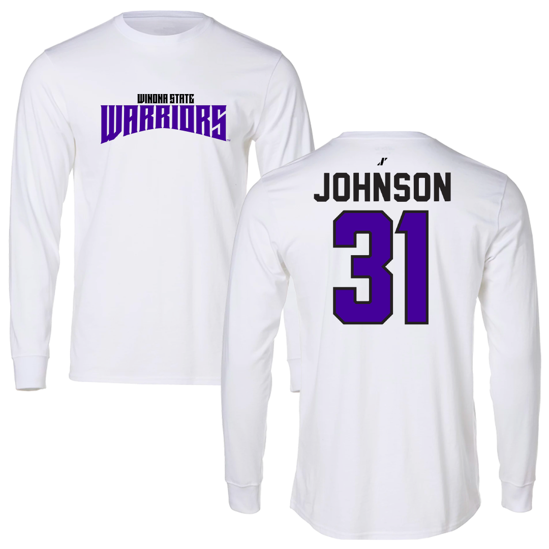 Winona State University Basketball White Classic Long Sleeve - #31 Caleb Johnson