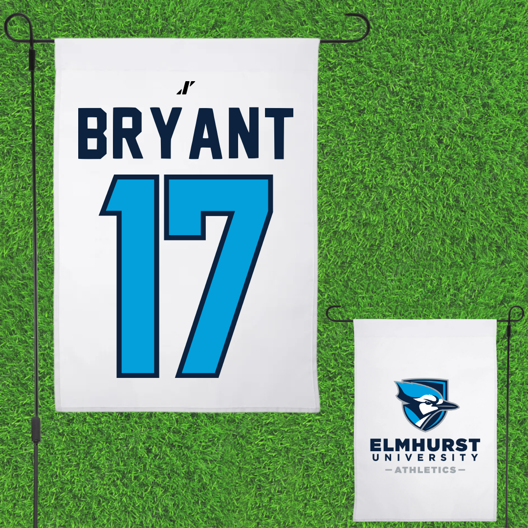 Elmhurst University Baseball White Garden Flag - #17 Logan Bryant