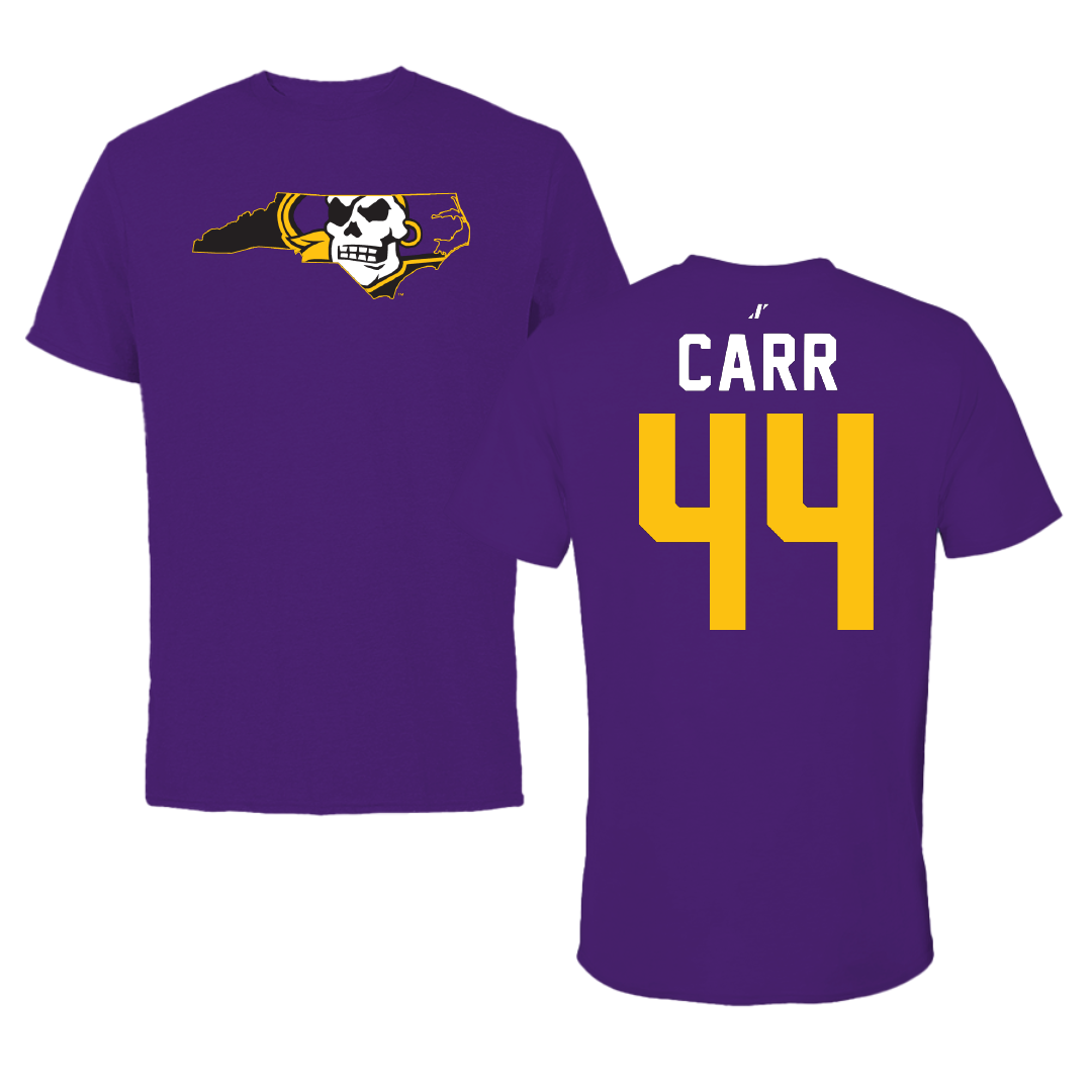 East Carolina University Football Purple State Performance Tee - #44 Preston Carr